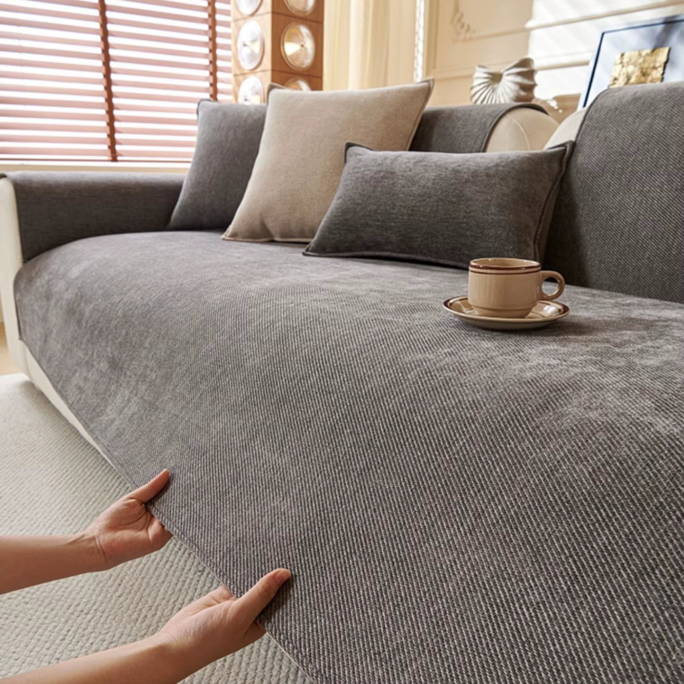 Anti-Slip Sofa Cover for All Seasons, Twill Chenille